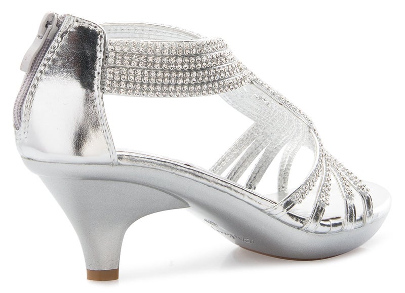 Olivia K Women's Open Toe Strappy Rhinestone Dress Sandal Low Heel Wedding Shoes - Image 3